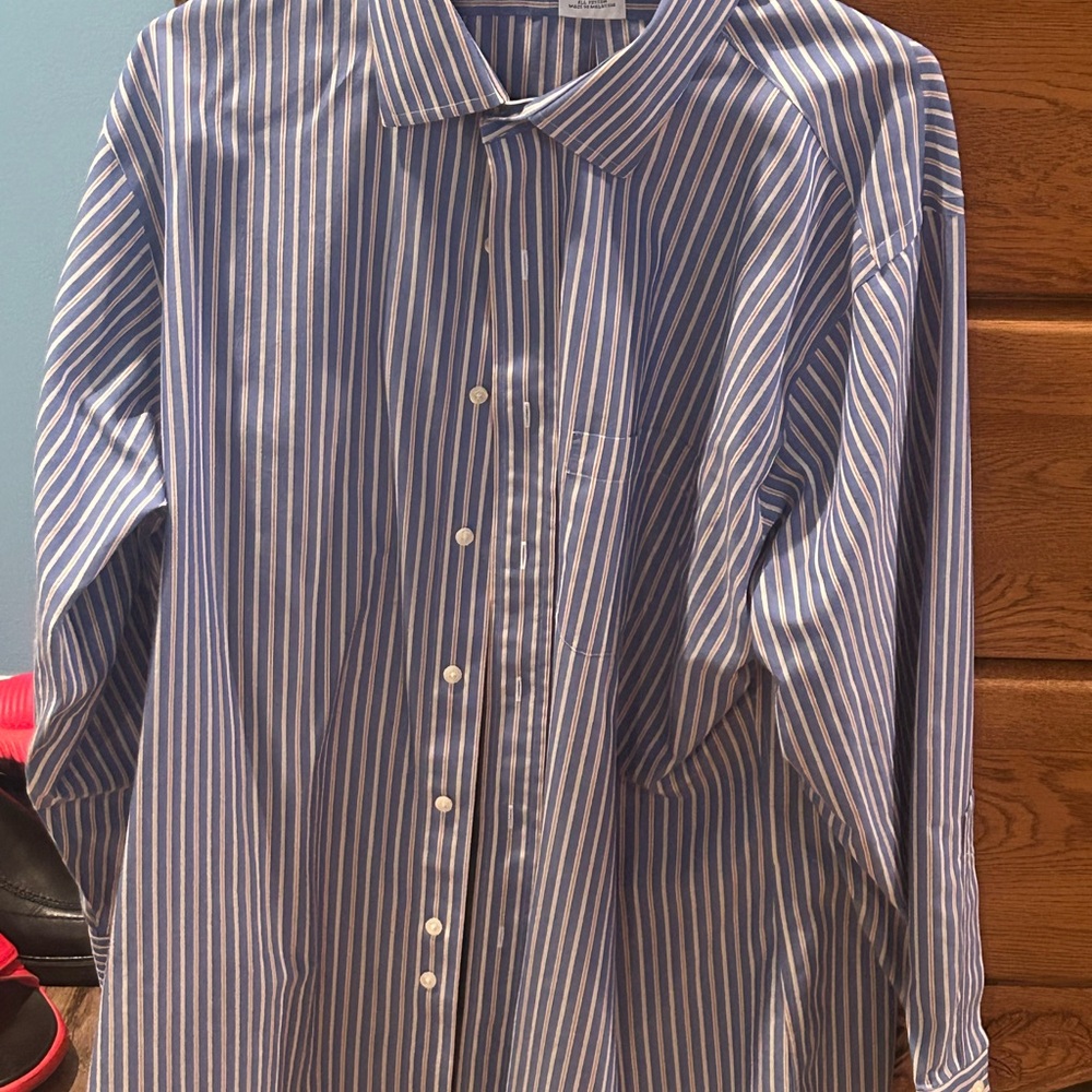 Brooks Brothers Blue and White Striped Dress Shirt